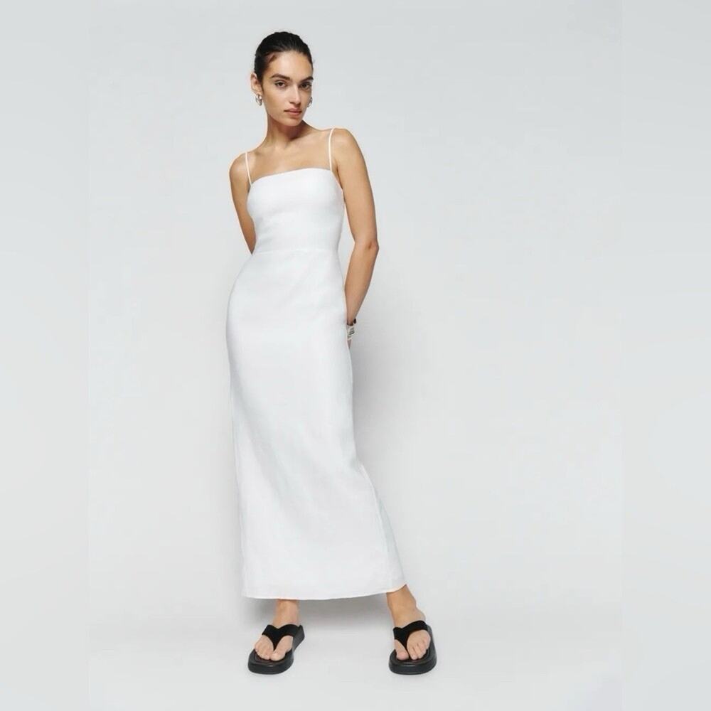 Reformation Frankie Linen Maxi Dress in White / Ivory Size 6 EUC